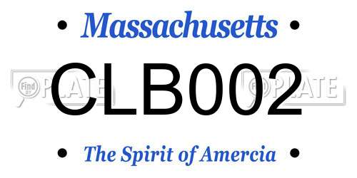 CLB002 Massachusetts License Plate
