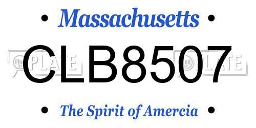 CLB8507 Massachusetts License Plate