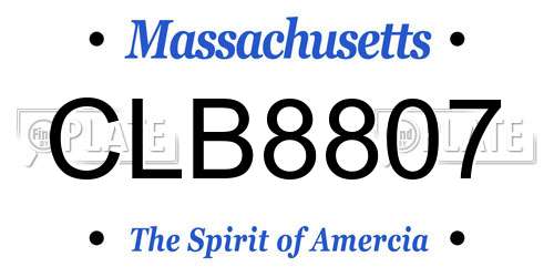 CLB8807 Massachusetts License Plate
