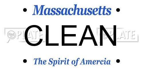 CLEAN Massachusetts License Plate