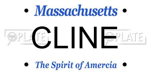 CLINE Massachusetts License Plate