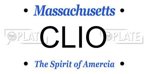 CLIO Massachusetts License Plate