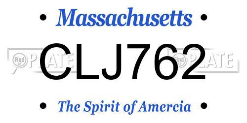 CLJ762 Massachusetts License Plate
