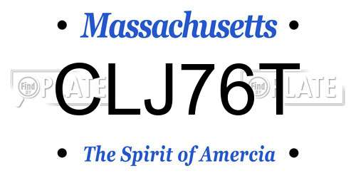 CLJ76T Massachusetts License Plate
