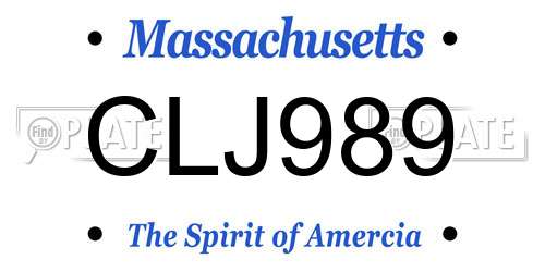 CLJ989 Massachusetts License Plate