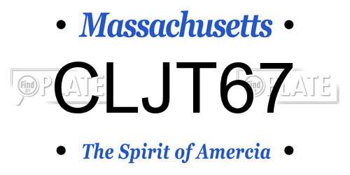 CLJT67 Massachusetts License Plate
