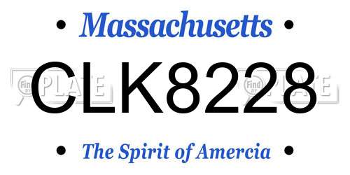 CLK8228 Massachusetts License Plate