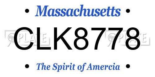 CLK8778 Massachusetts License Plate