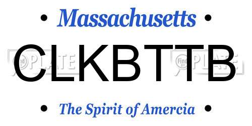 CLKBTTB Massachusetts License Plate
