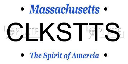 CLKSTTS Massachusetts License Plate