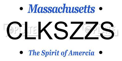 CLKSZZS Massachusetts License Plate