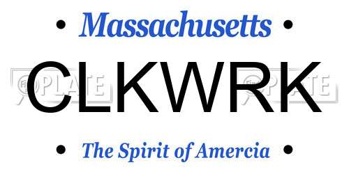 CLKWRK Massachusetts License Plate