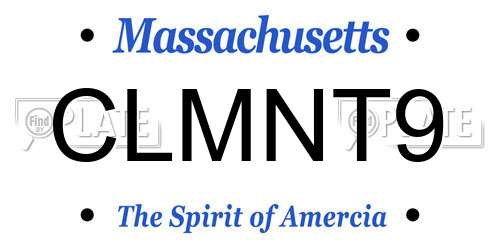 CLMNT9 Massachusetts License Plate