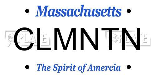 CLMNTN Massachusetts License Plate