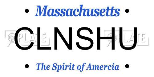 CLNSHU Massachusetts License Plate