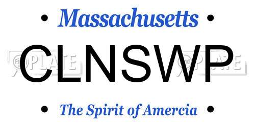 CLNSWP Massachusetts License Plate