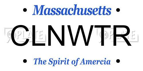CLNWTR Massachusetts License Plate