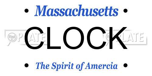 CLOCK Massachusetts License Plate