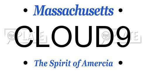 CLOUD9 Massachusetts License Plate