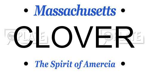 CLOVER Massachusetts License Plate
