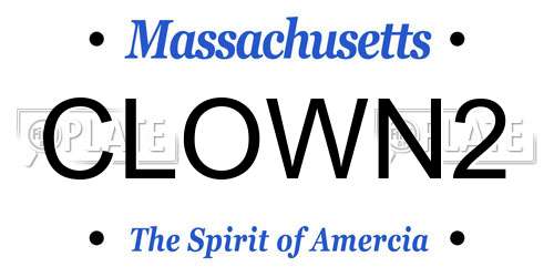 CLOWN2 Massachusetts License Plate