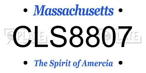 CLS8807 Massachusetts License Plate