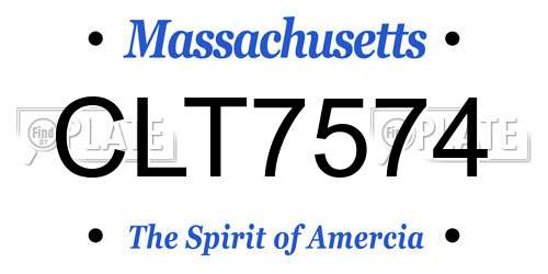 CLT7574 Massachusetts License Plate