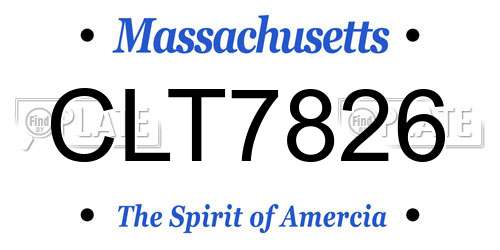 CLT7826 Massachusetts License Plate