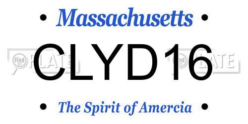 CLYD16 Massachusetts License Plate