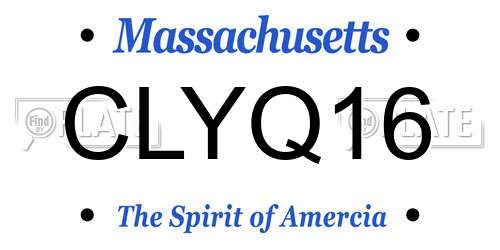 CLYQ16 Massachusetts License Plate