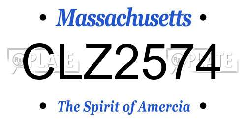 CLZ2574 Massachusetts License Plate