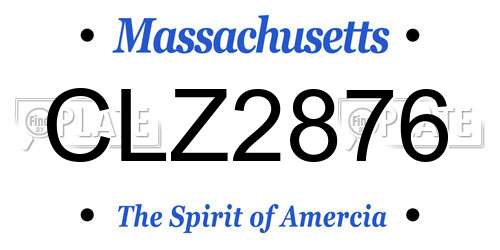 CLZ2876 Massachusetts License Plate