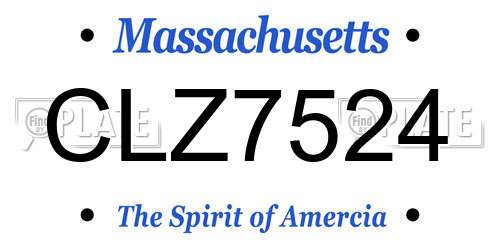 CLZ7524 Massachusetts License Plate