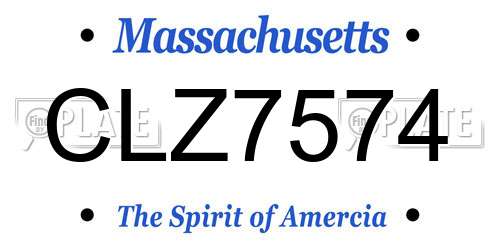 CLZ7574 Massachusetts License Plate