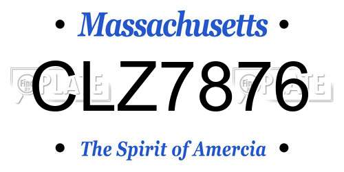 CLZ7876 Massachusetts License Plate