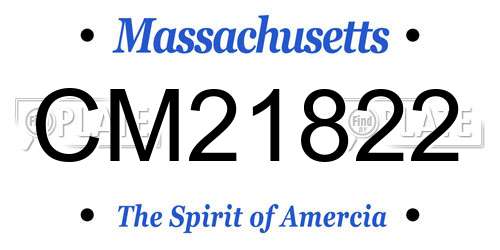 CM21822 Massachusetts License Plate
