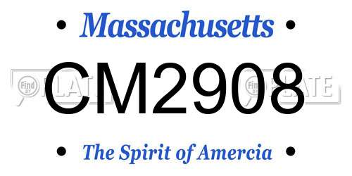 CM2908 Massachusetts License Plate