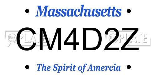 CM4D2Z Massachusetts License Plate