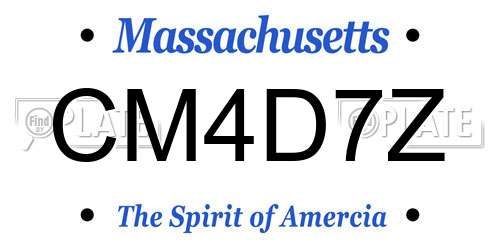 CM4D7Z Massachusetts License Plate