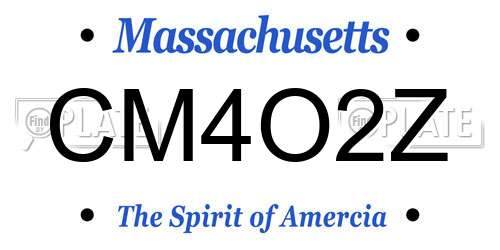 CM4O2Z Massachusetts License Plate