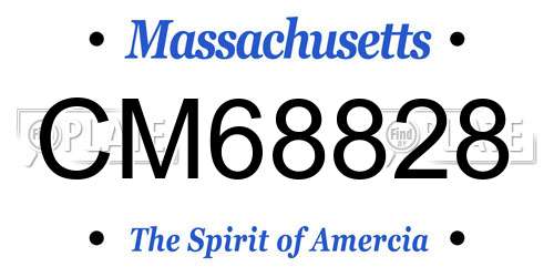 CM68828 Massachusetts License Plate