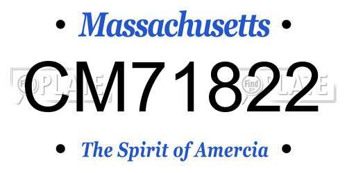 CM71822 Massachusetts License Plate