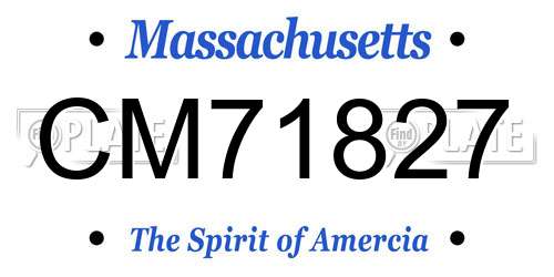 CM71827 Massachusetts License Plate