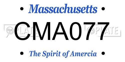 CMA077 Massachusetts License Plate