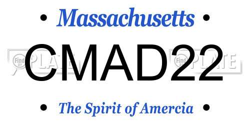 CMAD22 Massachusetts License Plate