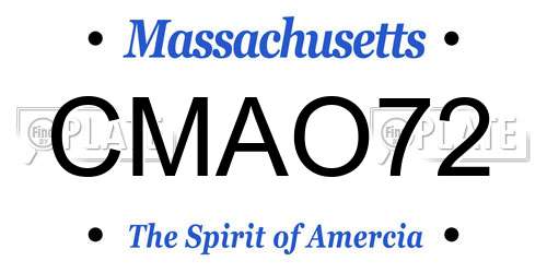 CMAO72 Massachusetts License Plate