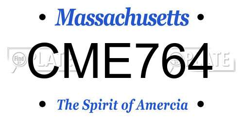 CME764 Massachusetts License Plate