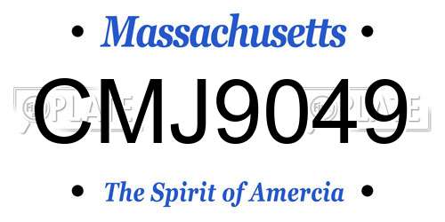 CMJ9049 Massachusetts License Plate