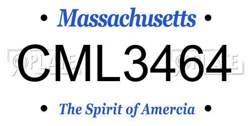 CML3464 Massachusetts License Plate