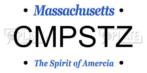 CMPSTZ Massachusetts License Plate